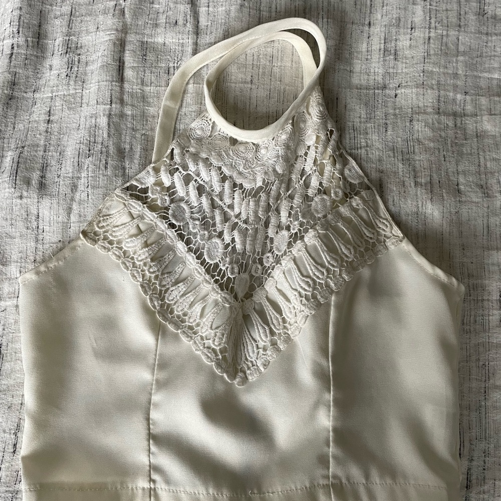 White Boho Part Crocheted LF, Coachella Festival Crop Top